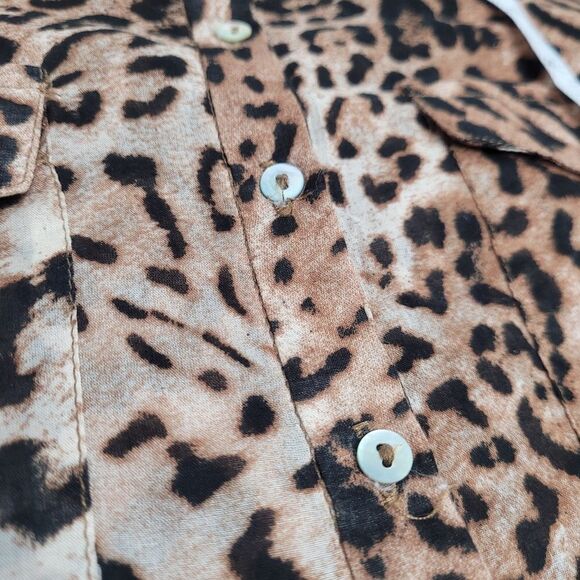 ZARA shirt big cat jaguar print oversized button‎ up cotton top M - Picture 5 of 11